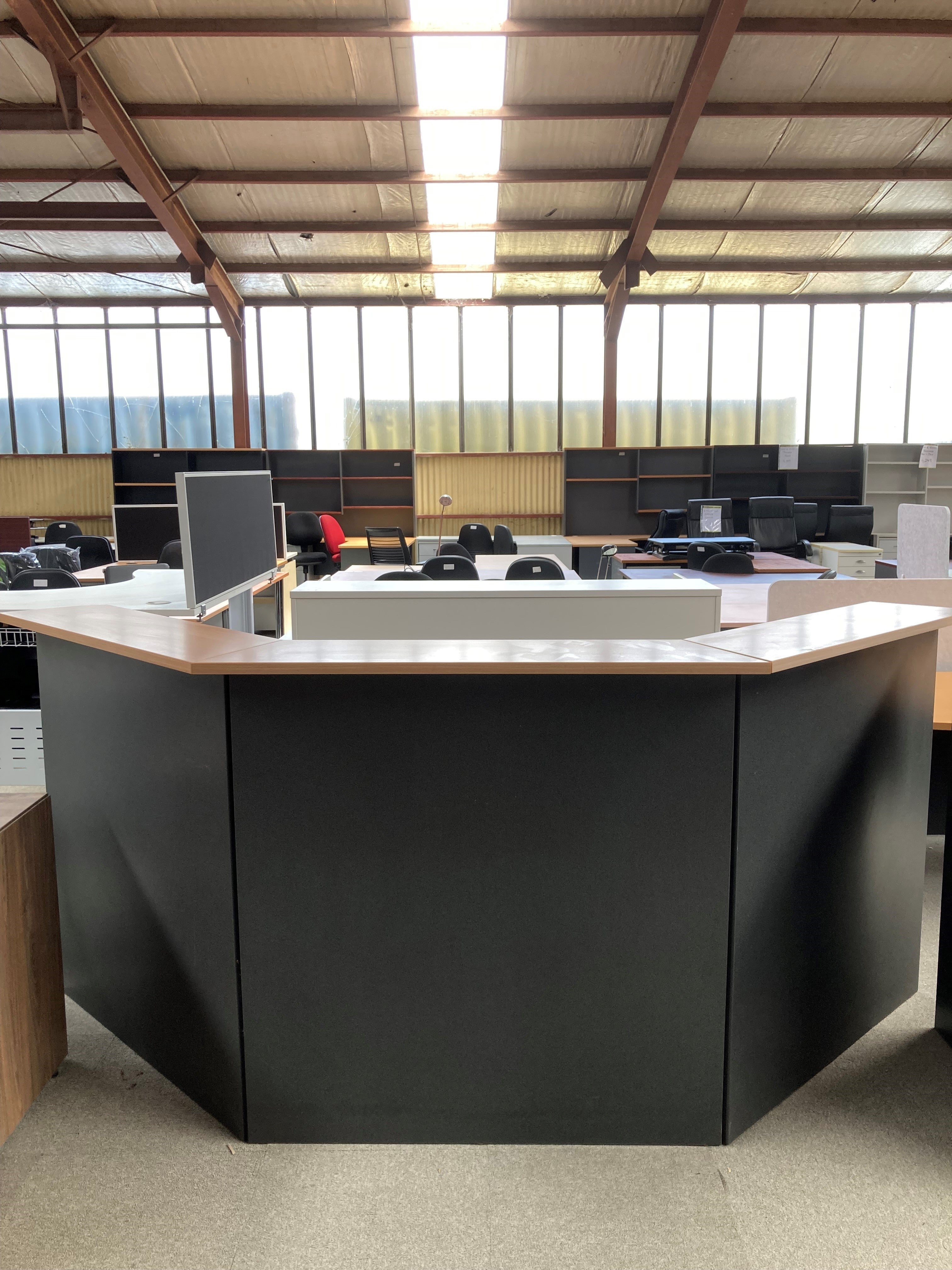 Second hand angles reception counter 2670w x 1140h - Beech / Ironstone ...